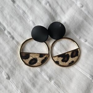 Leopard Print Gold Hoop Earrings